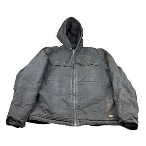 Dickies Work Wear Men's Size Large Black Full-zip Hooded Quilted Lined Jacket‎